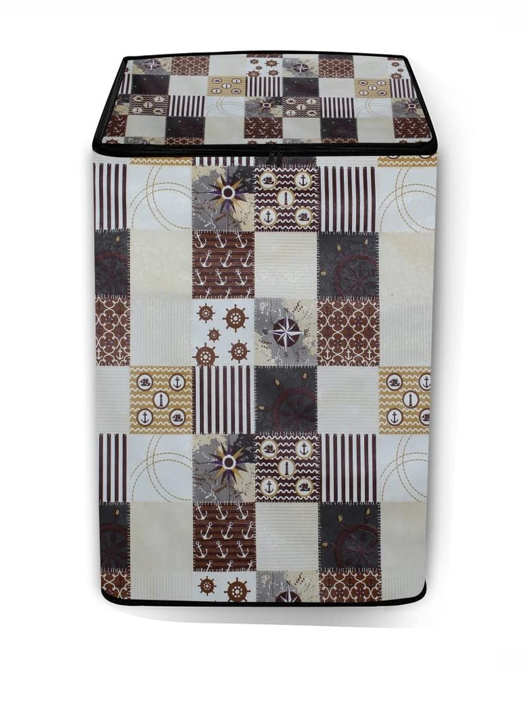 The Furnishing Tree Washing Machine Cover Compass Pattern Grey Compatible for Whirlpool 7.5 Kg Full