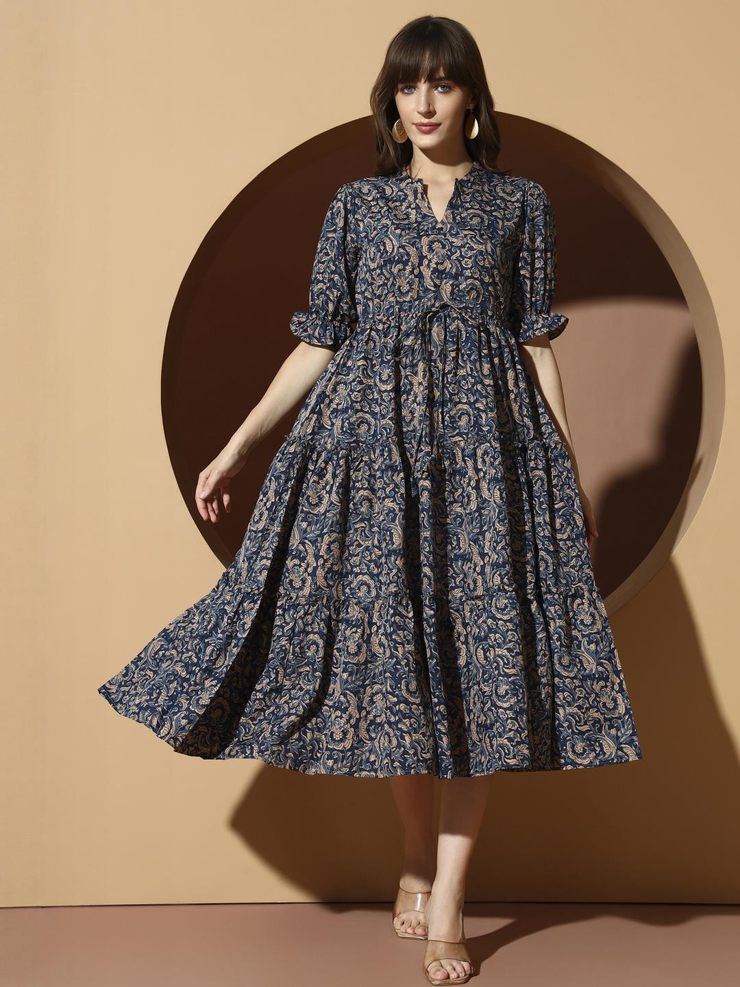 LookShine Navy Blue Polyester A-Line Dresses