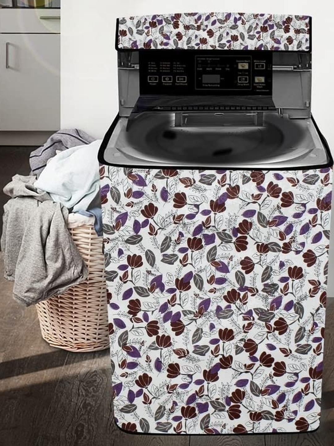 The Furnishing Tree Washing Machine Cover Coral Pattern Beige Compatible for Whirlpool 6.5 Kg Fully