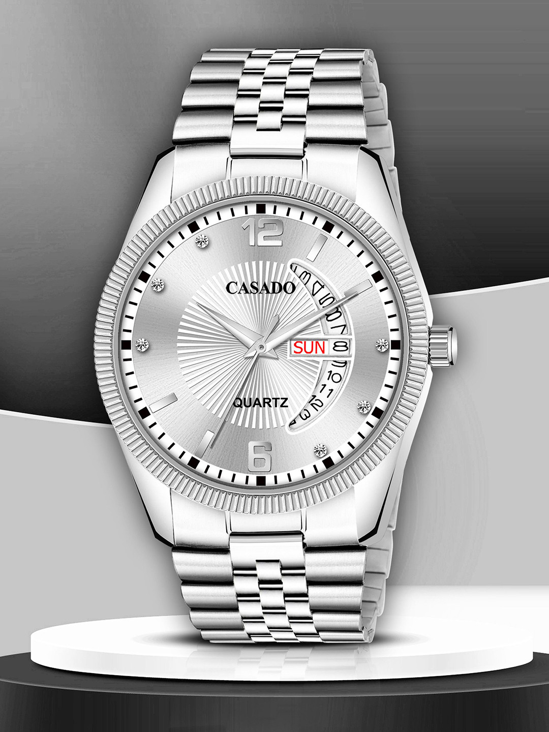 CASADO Men Embellished Dial & Bracelet Style Straps Analogue Watch CD-636-SILVER-SIL-DD