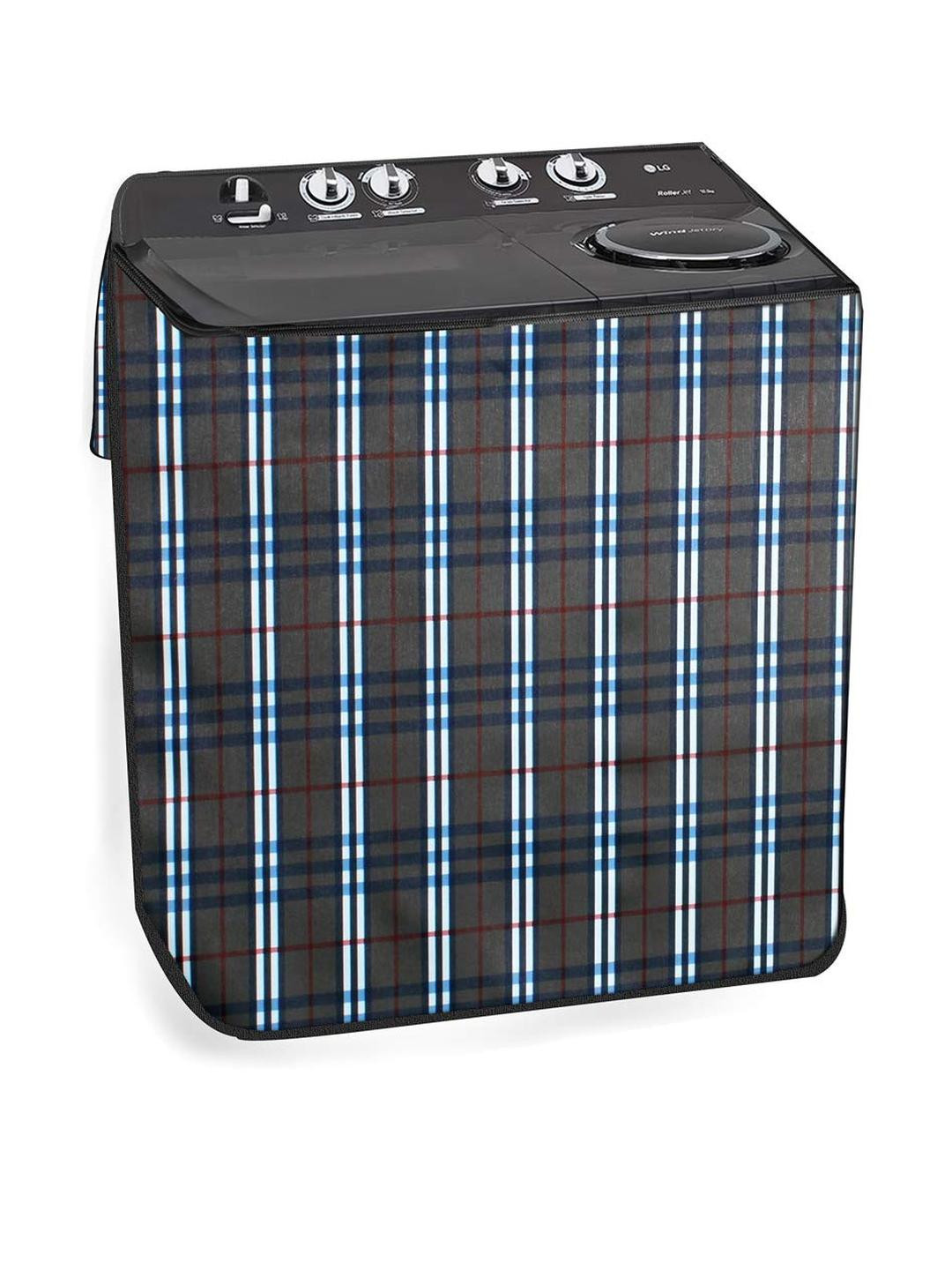 The Furnishing Tree Washing Machine Cover Checkered Pattern Black Compatible for Whirlpool 6.8Kg Se