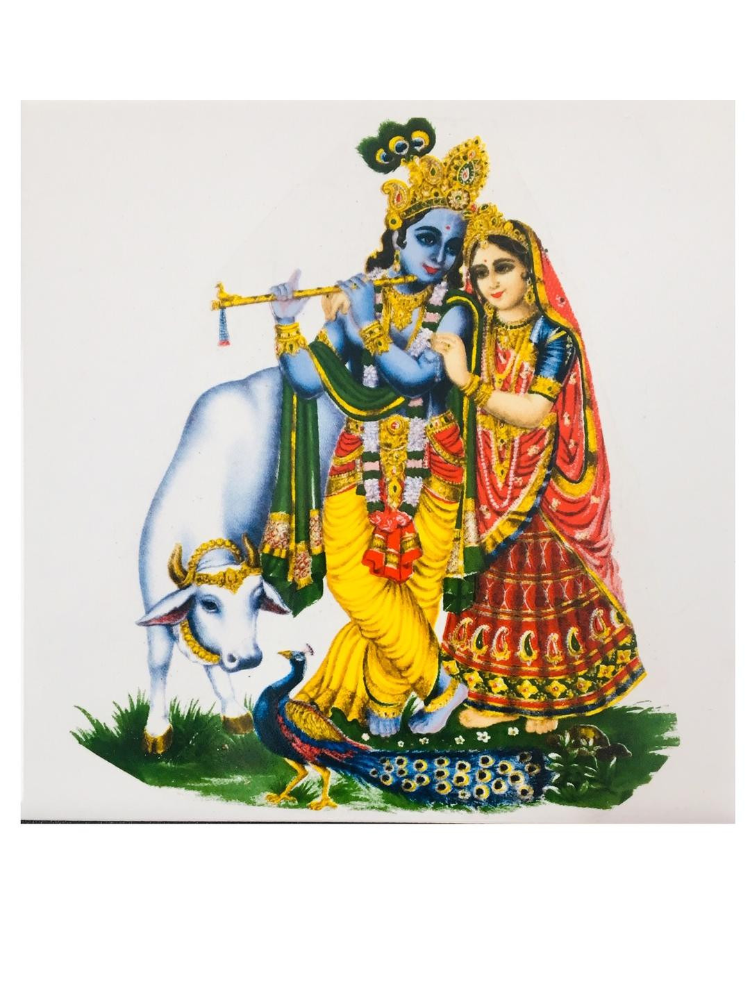 SHOP BY ROOM Shri Krishna Wall Hanging Crafted Ceramics Glossy Spiritual Wall Decor-6In