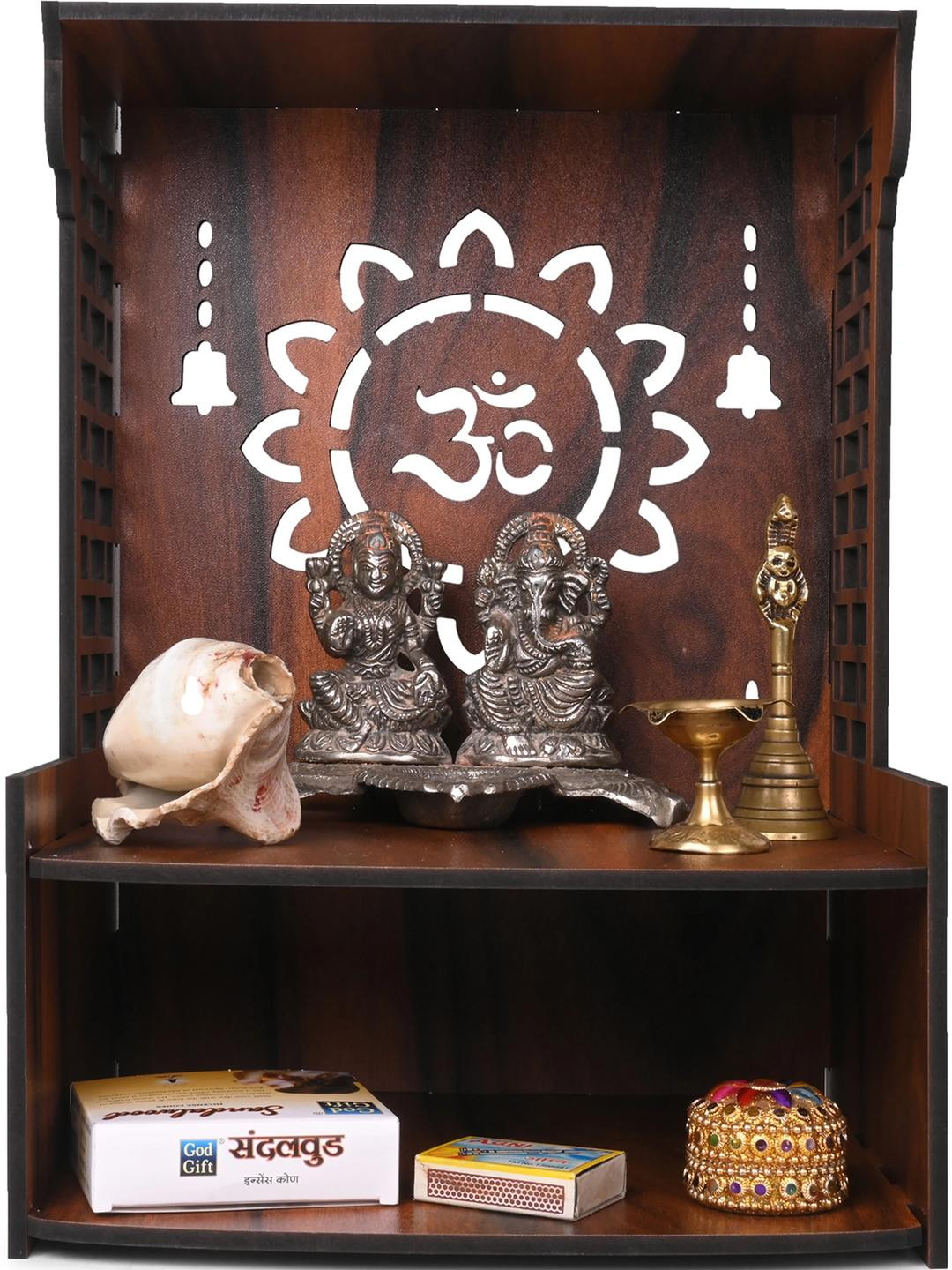 Gojeeva Brown Wall Mounted Temple