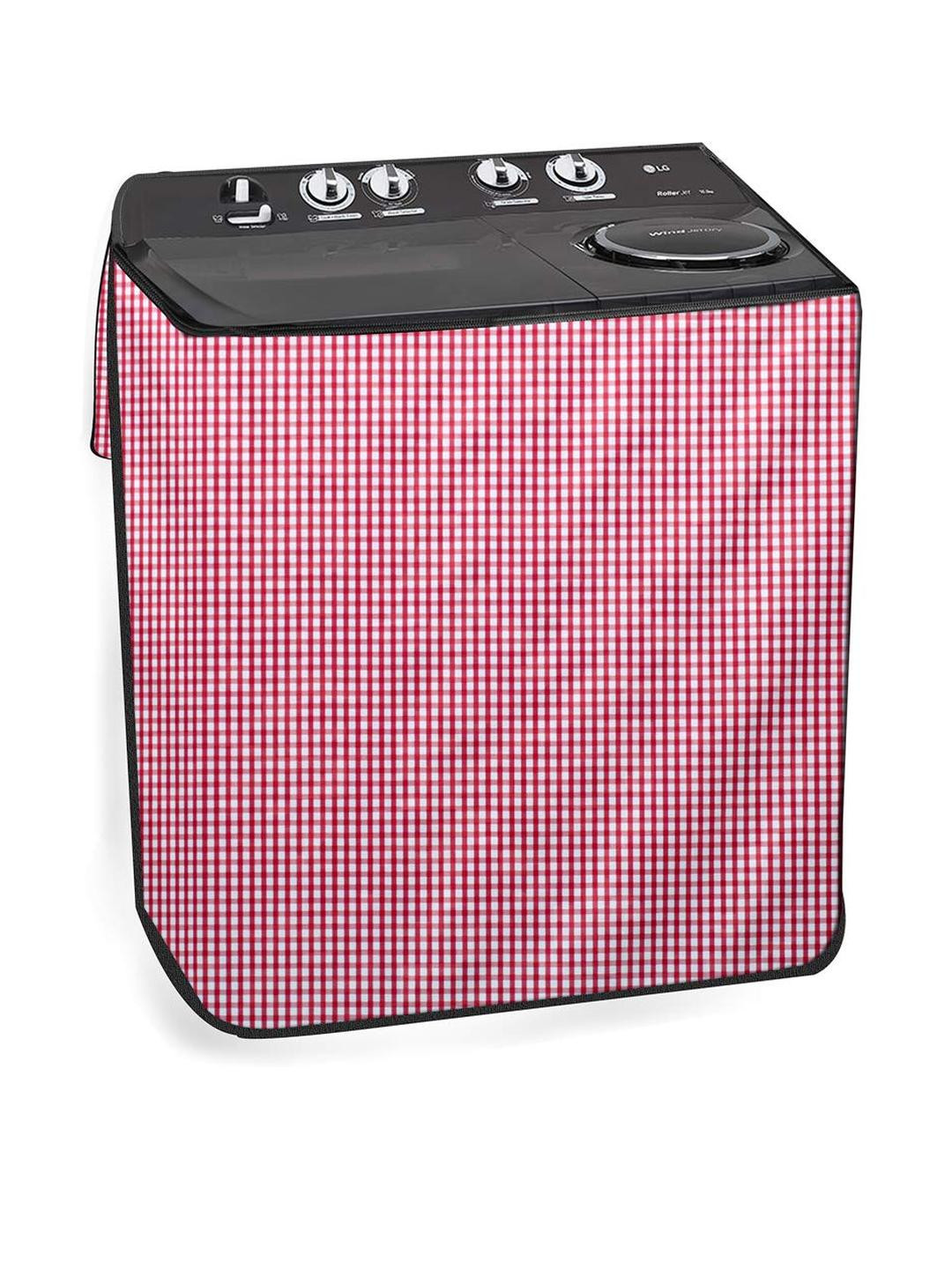 The Furnishing Tree Washing Machine Cover Pin Check Pattern Pink Compatible for Whirlpool 9.5 Kg Se