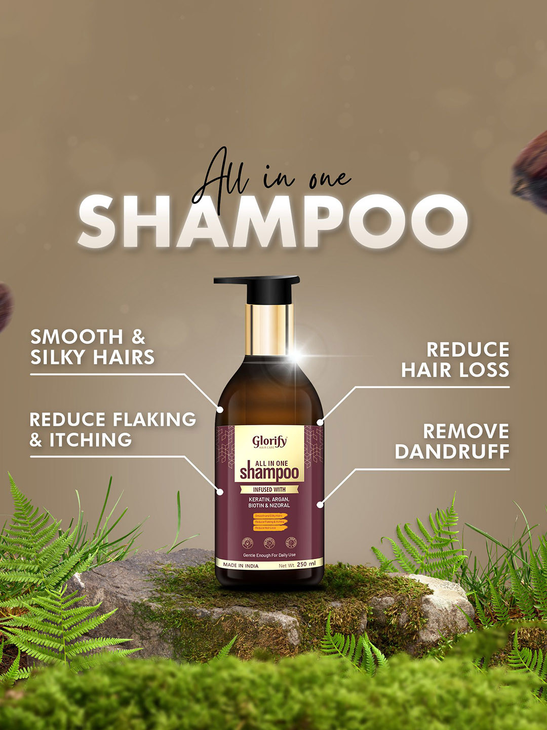 Glorify All In One Shampoo With Keratin & Biotin - 250 ml