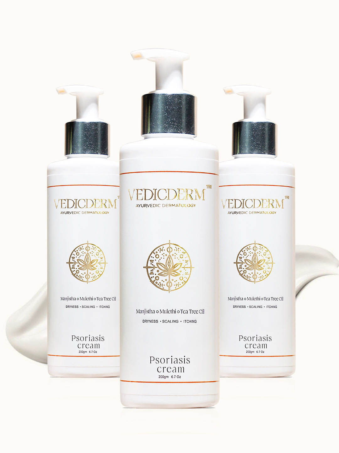 VEDICDERM Set Of 3 Psoriasis Body Cream With 2% Bakuchi Extract- 200 g Each
