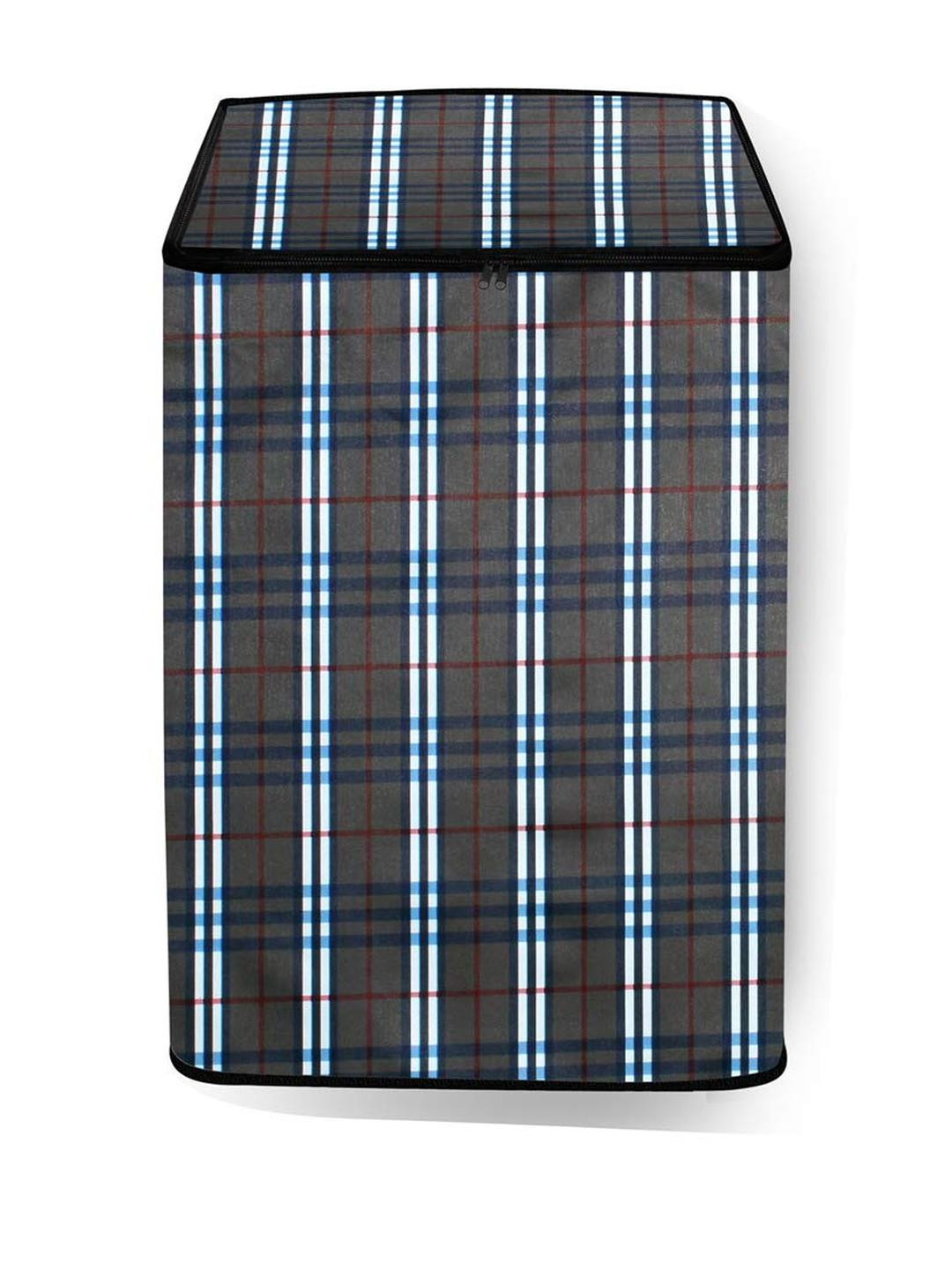 The Furnishing Tree Fully-Automatic Top Loading Washing Machine Cover Check Black Compatible for 9.