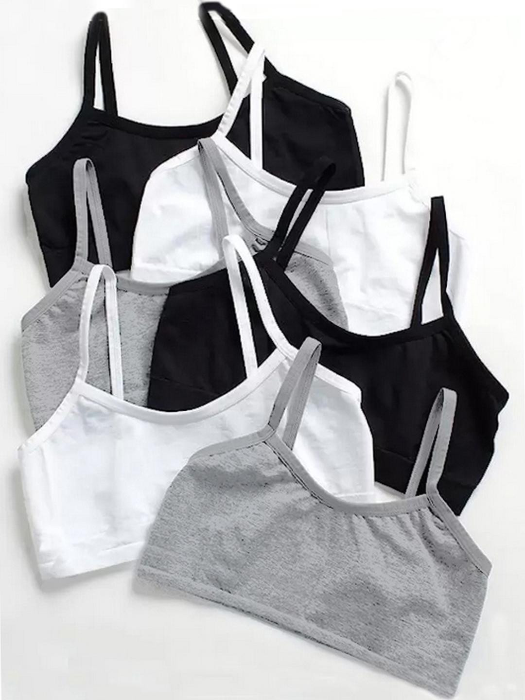 BRAAFEE Girls Pack Of 6 Solid Non Padded Camisole