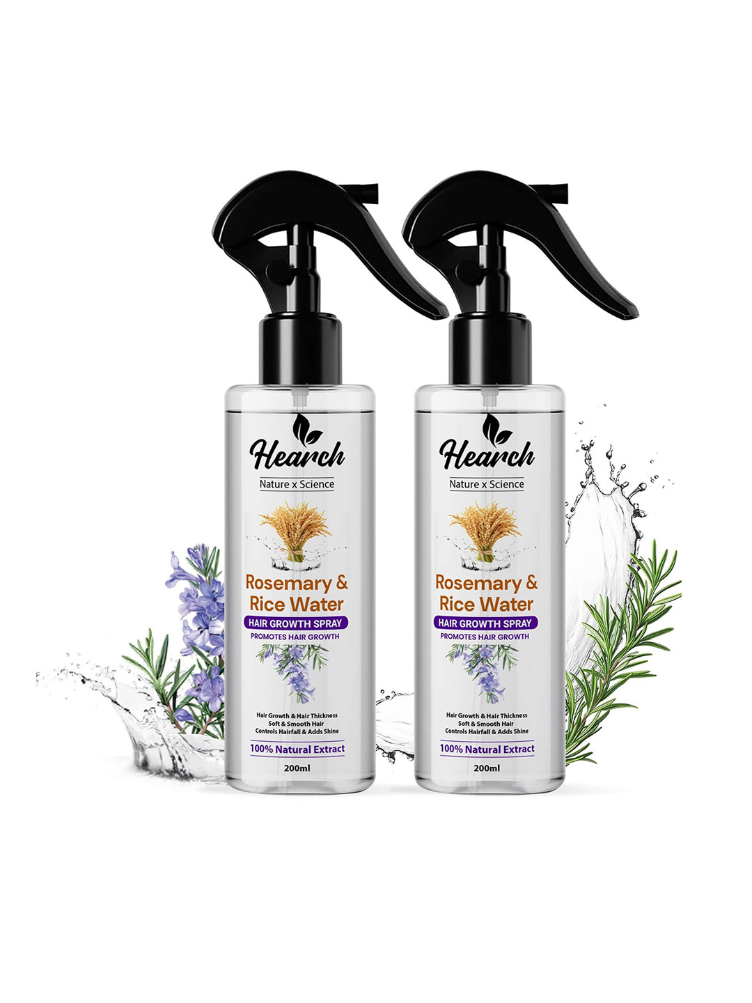 Hearch Set Of 2 Rosemary Water Spray For Hair Growth & Hair Thickness - 200 ml Each