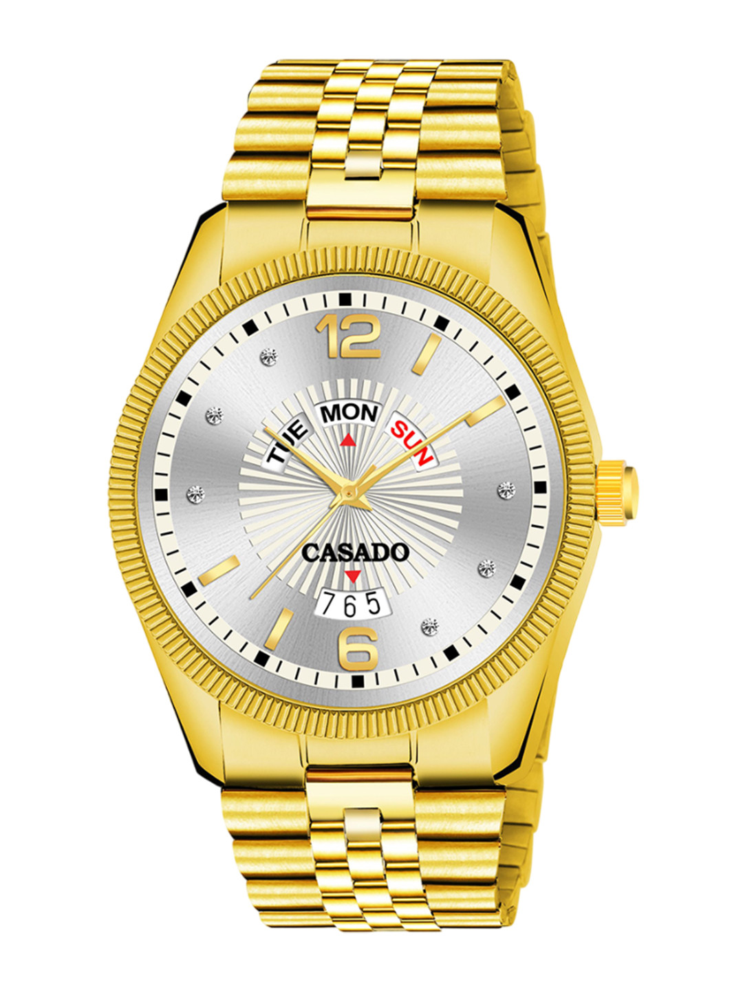 CASADO Men Dial & Bracelet Style Straps Analogue Watch CSD-640-SILVER-GOLD-DD