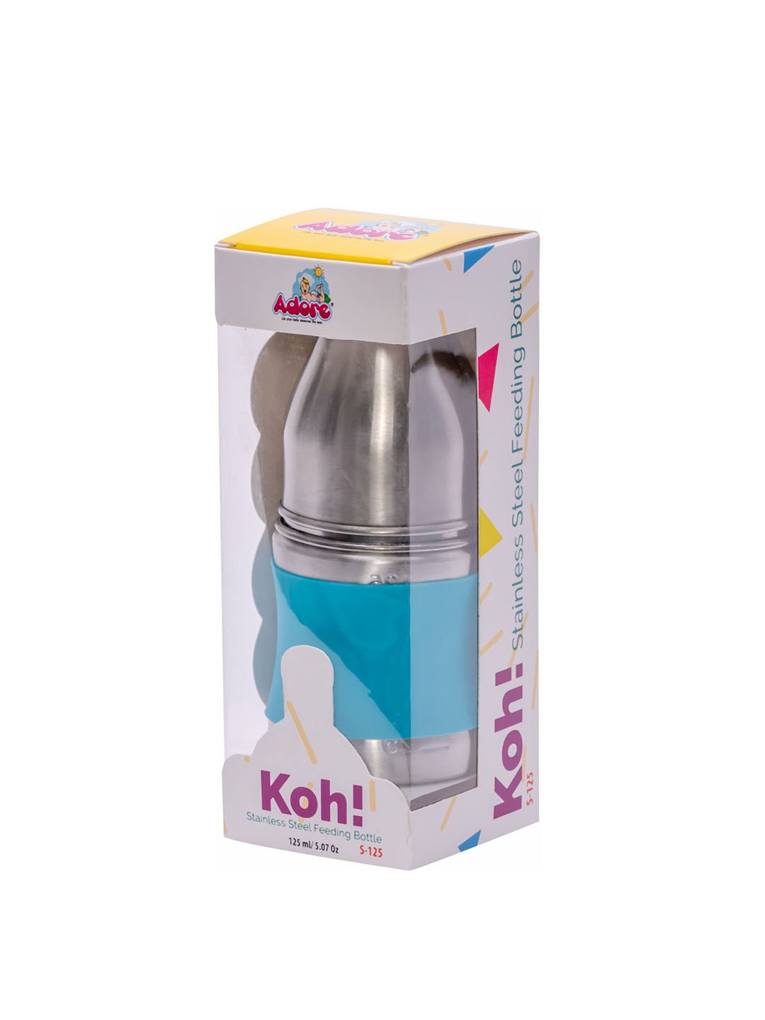 Adore Koh Stainless Steel Feeding Bottle - 125 ml - Blue