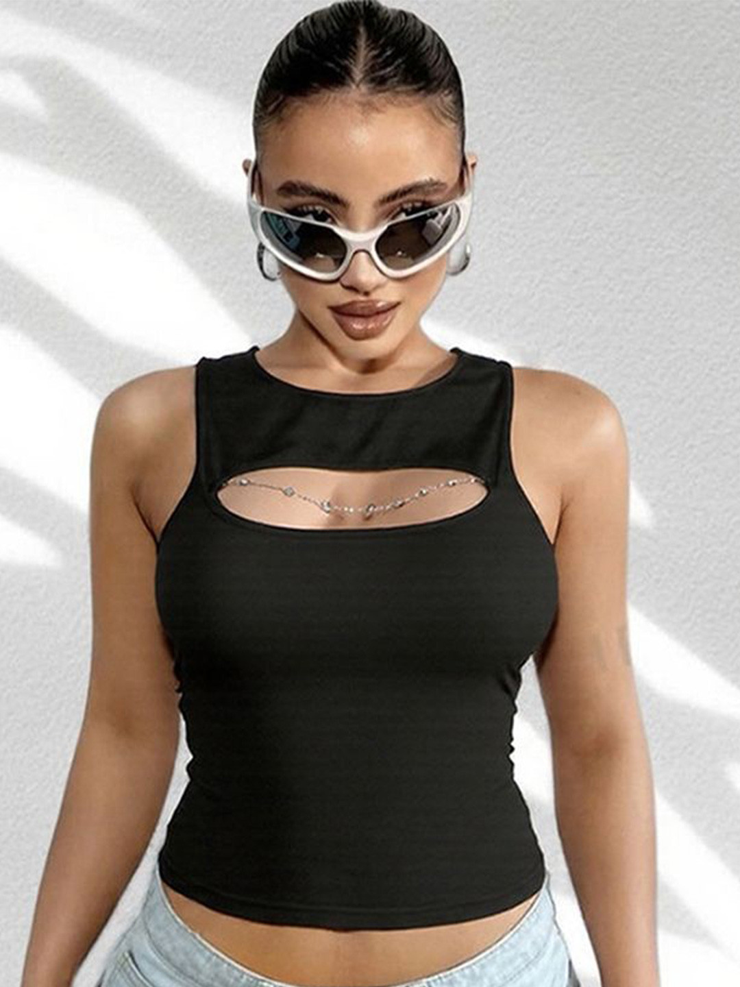 LULU & SKY Women Fitted Crop Top Cut-Out Details