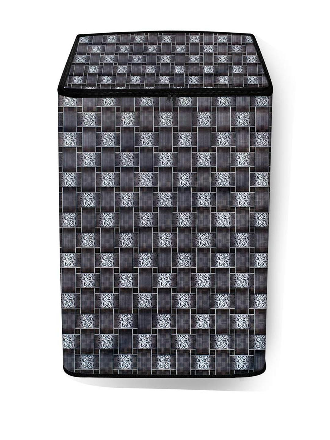 The Furnishing Tree Washing Machine Cover Basketweave Pattern Grey Compatible for Whirlpool 7 Kg Fu