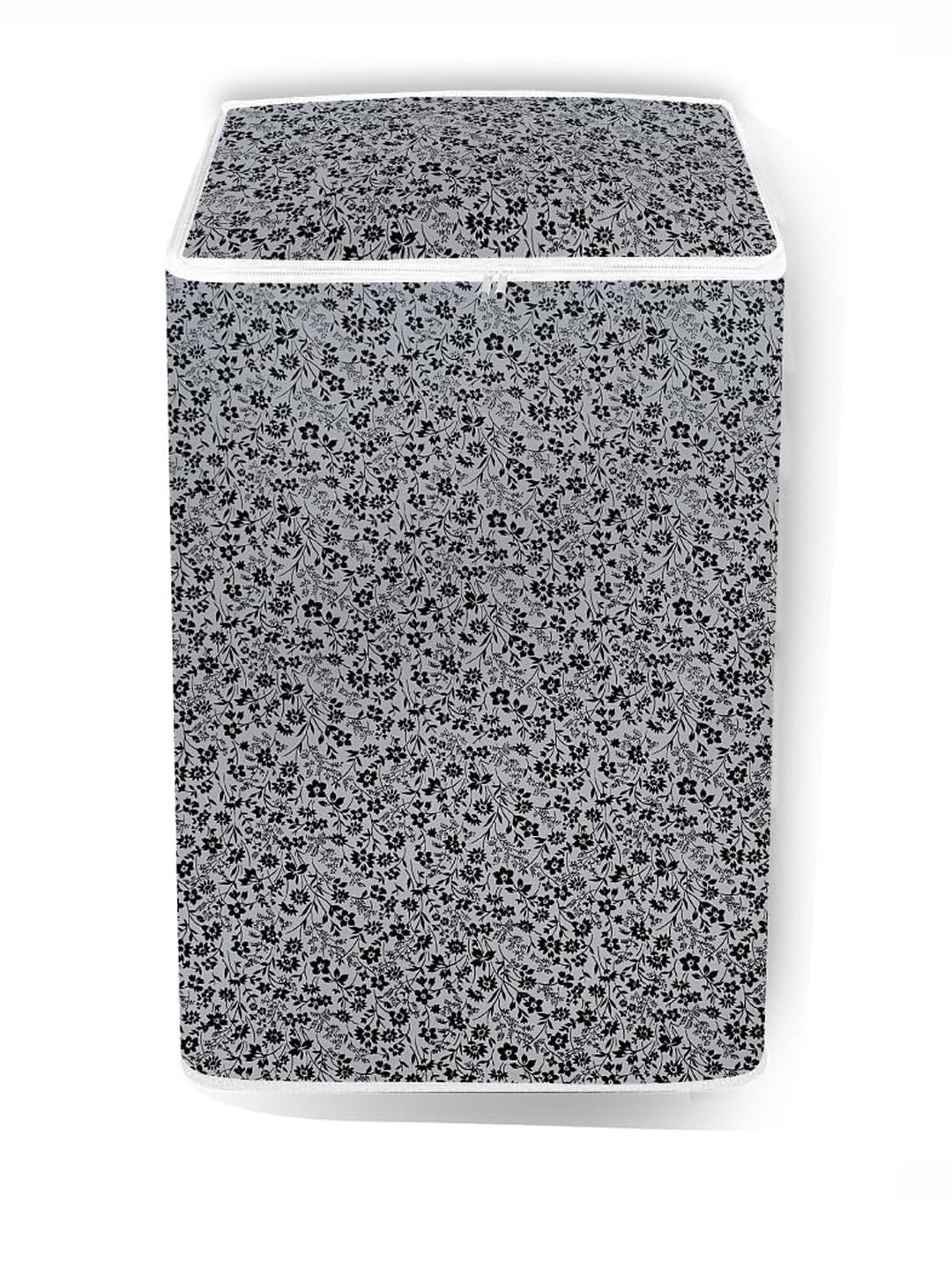 The Furnishing Tree Floral Print Grey PVC Washing Machine Cover