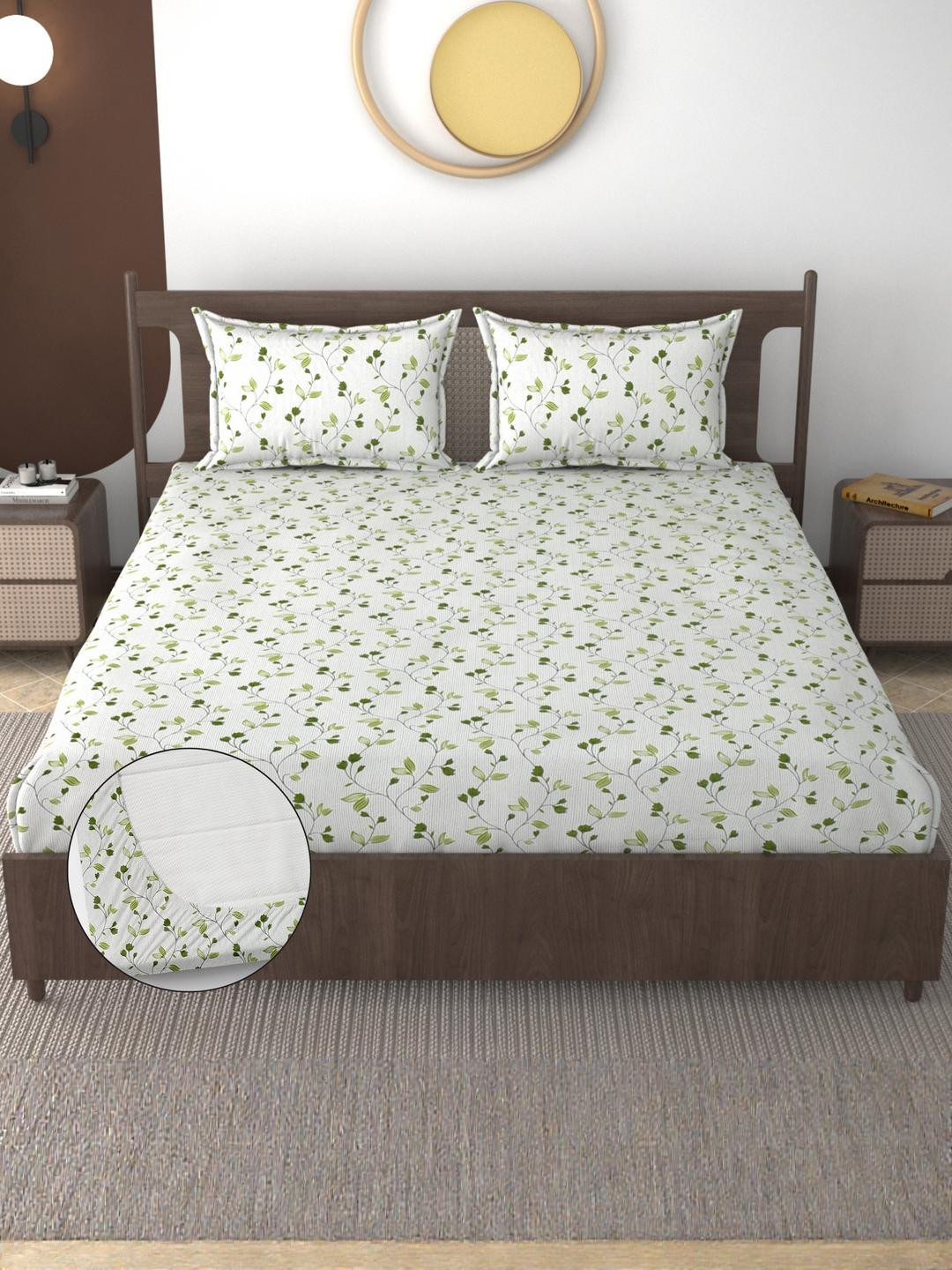 FURNOFY Floral Superfine Queen Bedsheets