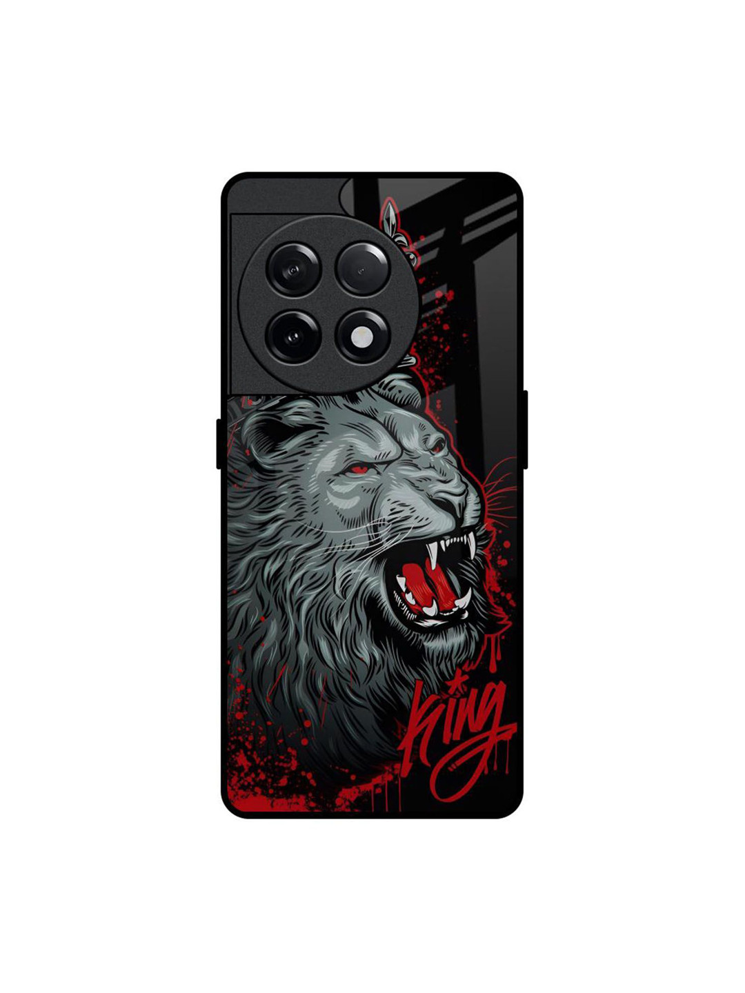 QRIOH Red Lion King Printed Sleek & Lightweight Silicone OnePlus 11R 5G Glass Back Case