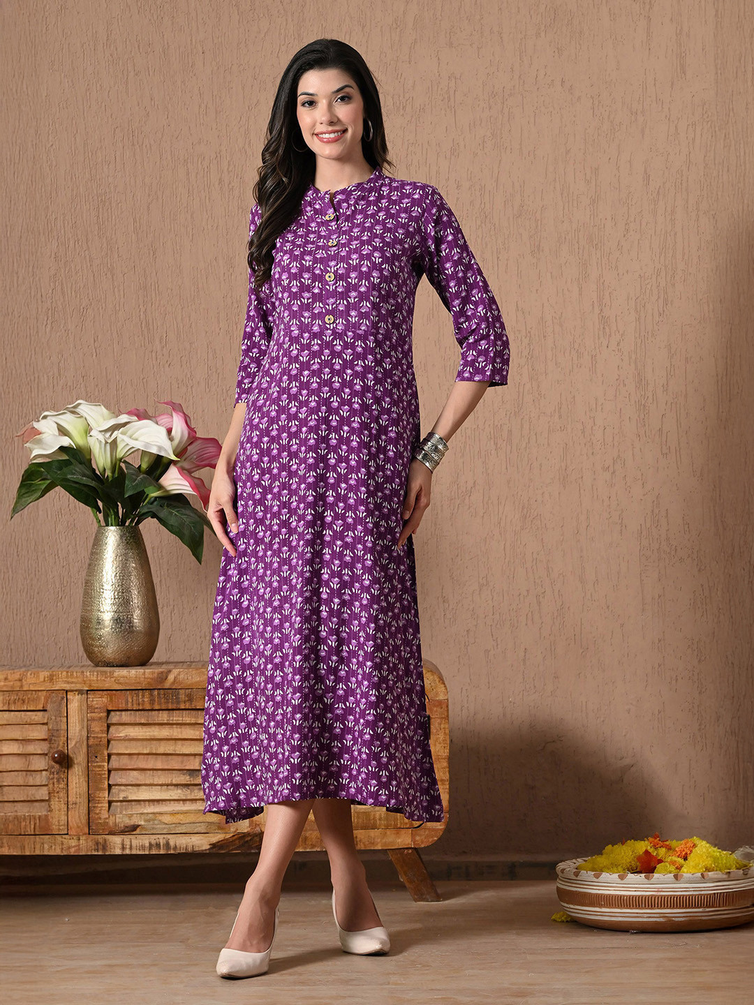 GLOWWORLD Women Foral Printed A-Line Maxi Dress