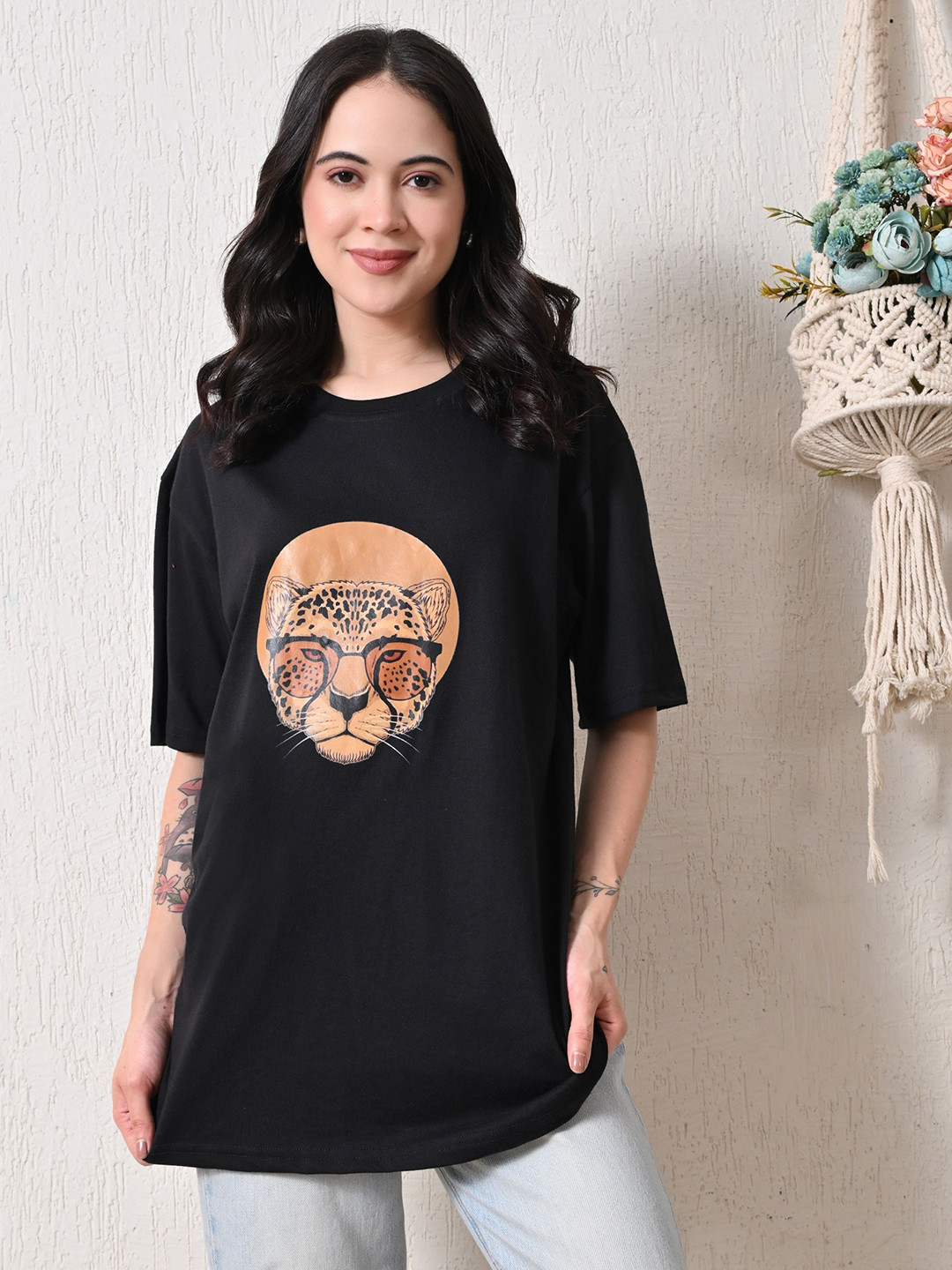 Myrung Graphic Printed Oversized Cotton T-shirt