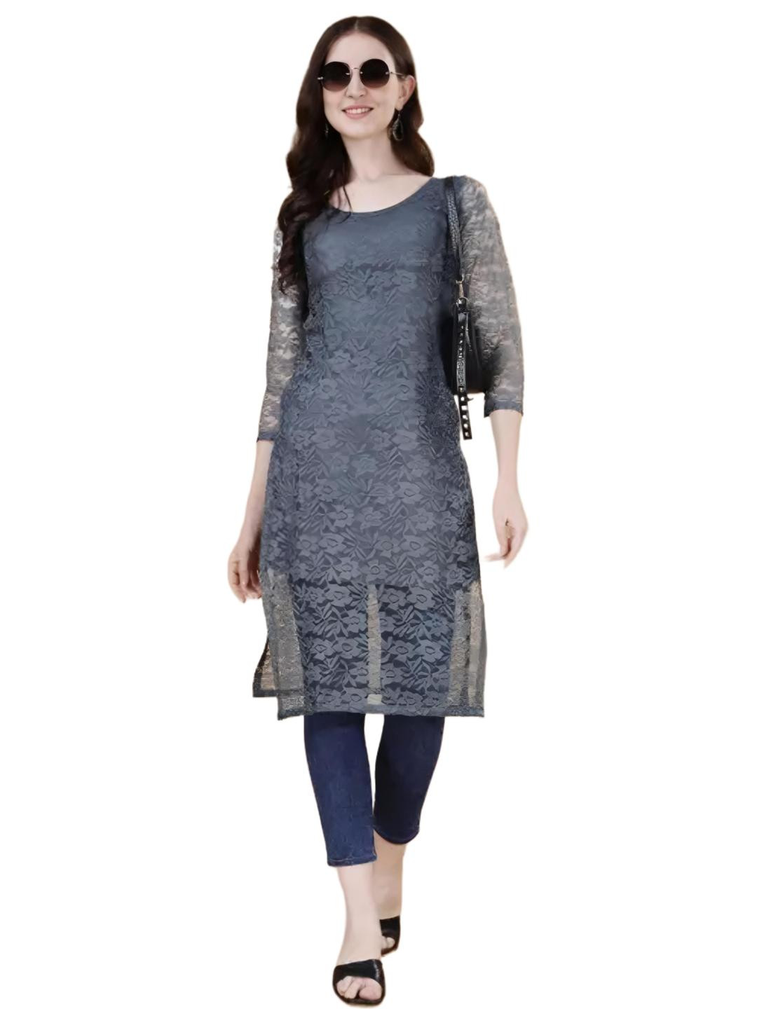 Coft Women Net Straight Kurtis