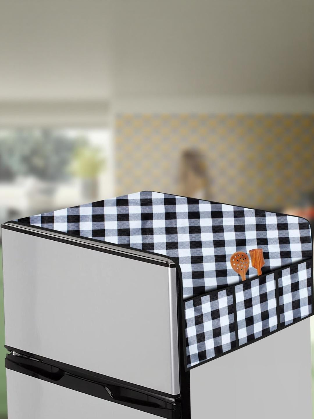 The Furnishing Tree Checks Print Fridge Top Cover