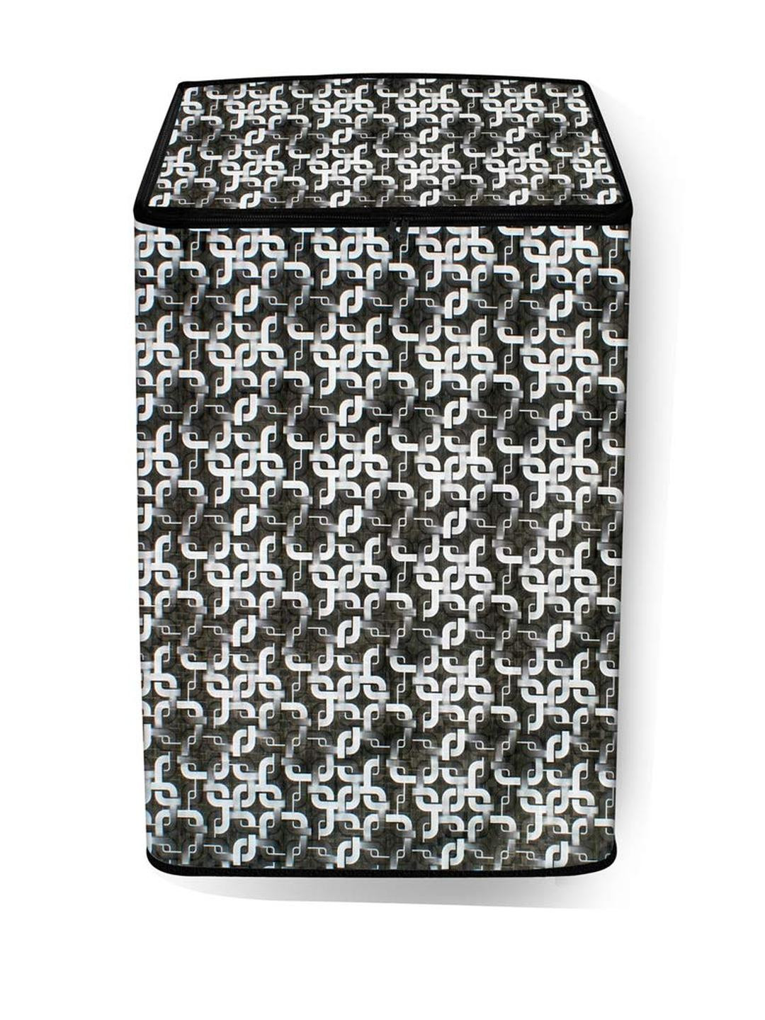 The Furnishing Tree Washing Machine Cover Trellis Pattern Grey Compatible for Whirlpool 7 Kg Fully-