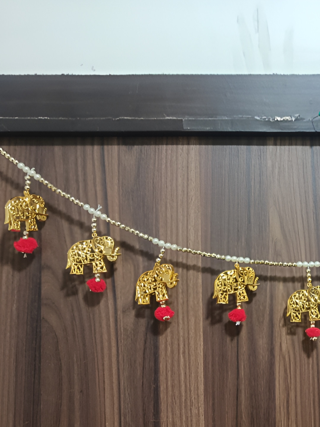 Nutts Bandhanwar Yellow & Pink Textured Elephant Pompom Toran