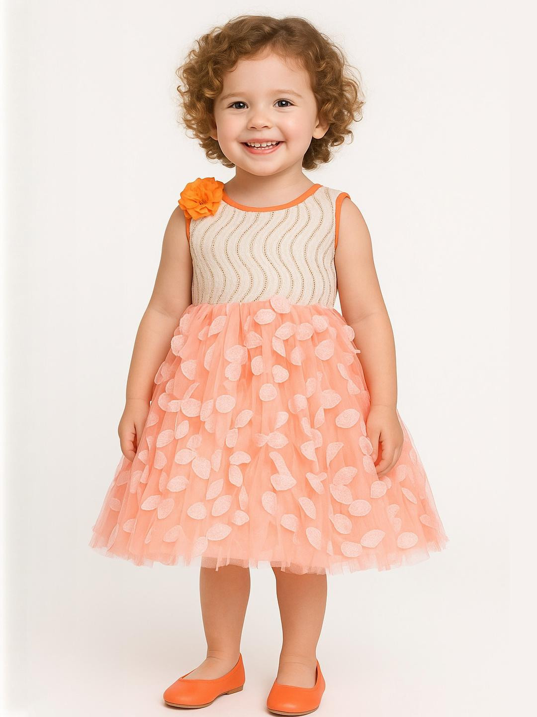 Kids Butterfly Orange Dress for Girls