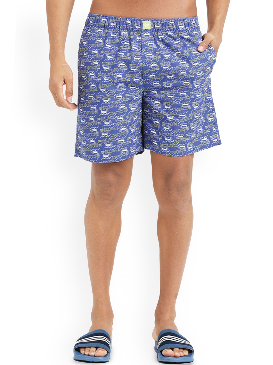 FCUK Printed Cotton Boxer LEYTONDAZZLING BLUE-S