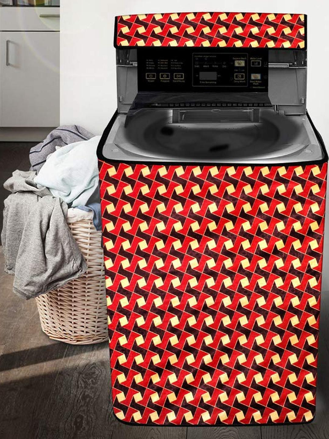 The Furnishing Tree Washing Machine Cover Frieze Pattern Brown Compatible for Whirlpool 9.5 kg Full