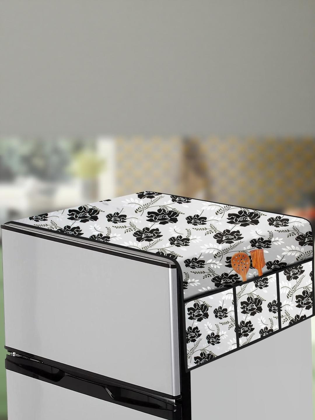 The Furnishing Tree Grey Printed Waterproof Side Storage Fridge Cover