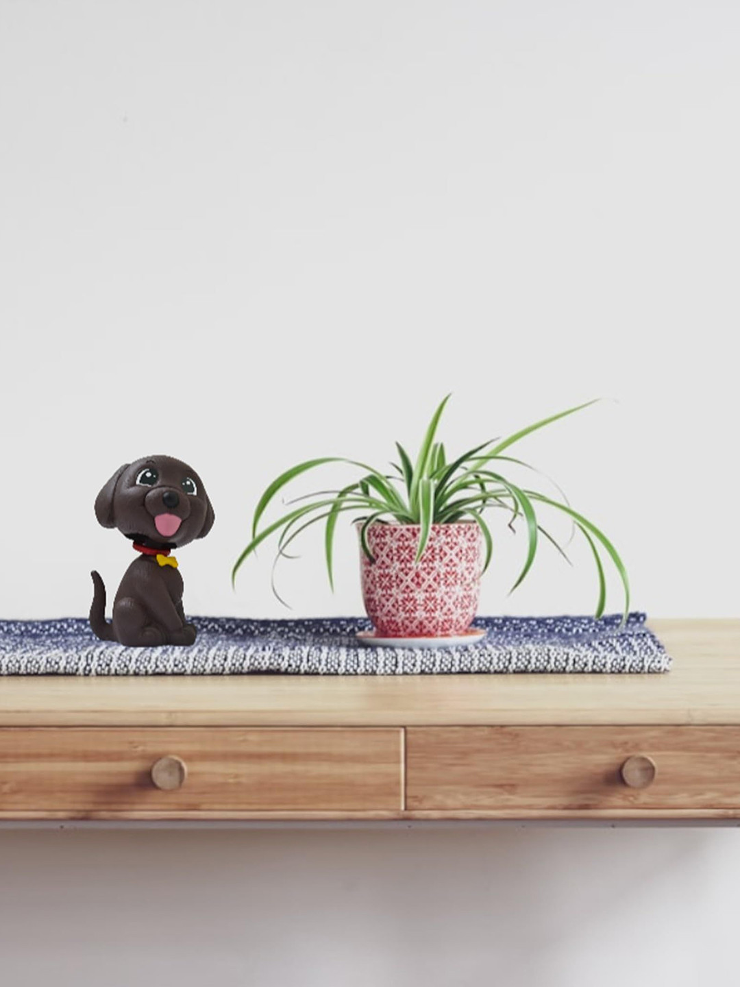 AUGEN Brown & Black Cute Dog Bobblehead Showpiece