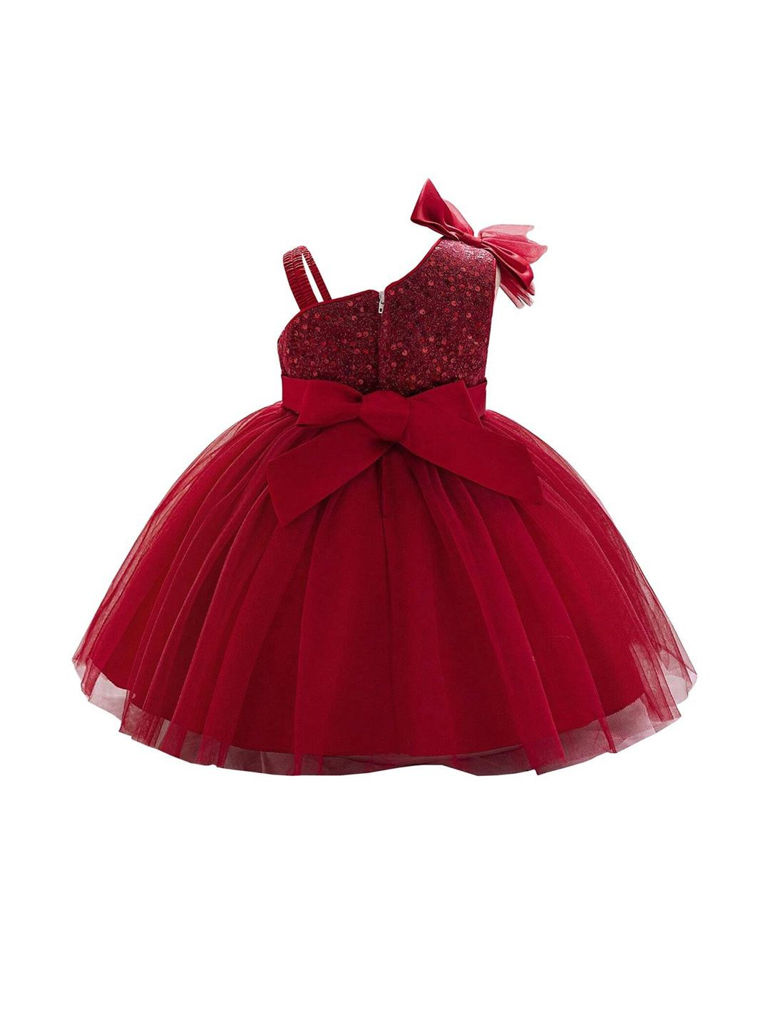 THOILLLING Red Polyester Fit and Flare Dresses