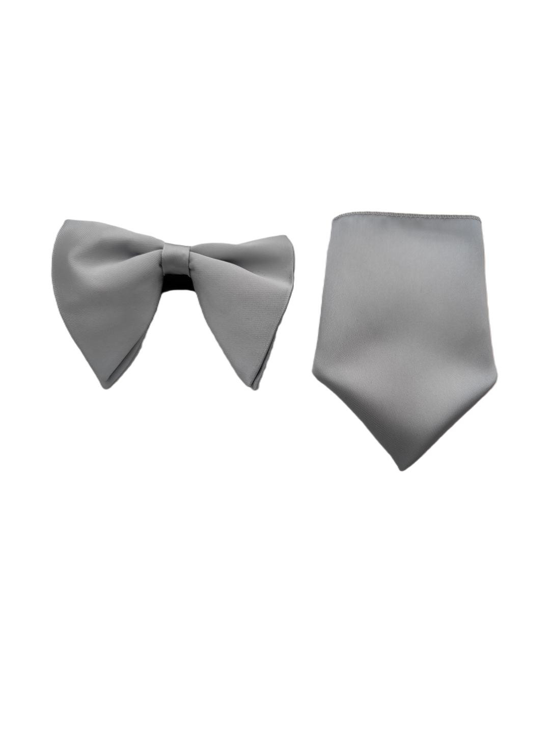 VOICI Silver Satin Solid Bow Tie