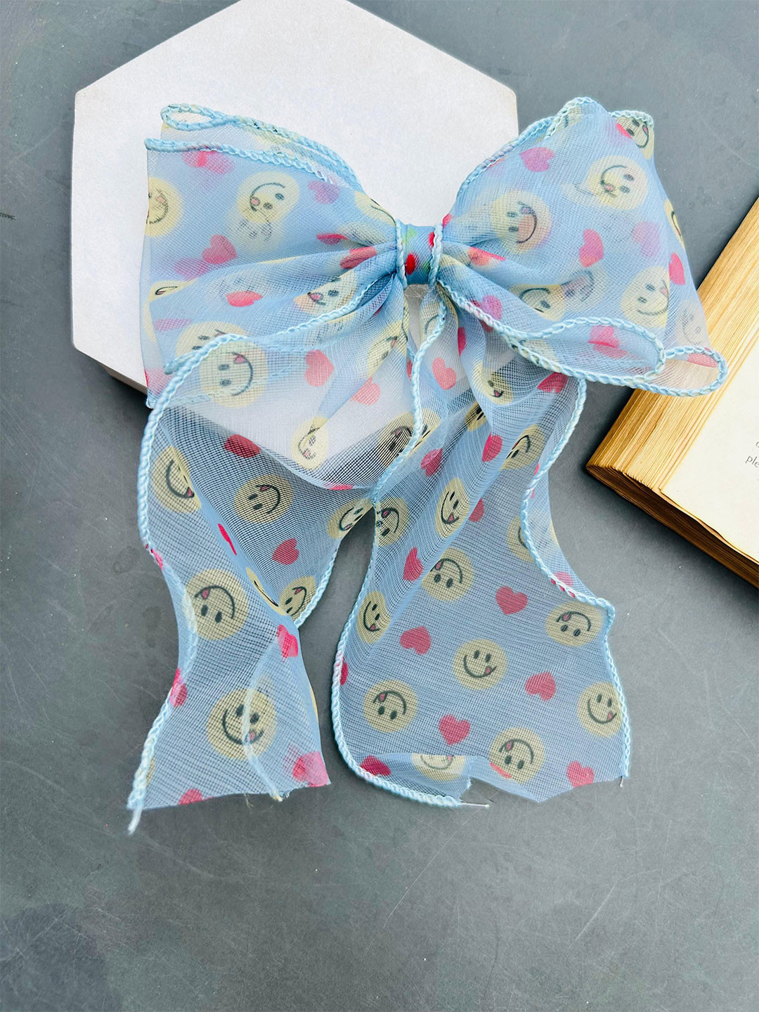 Radhya Accessories Women Smiley Glow Sheer Hair Bow Clip