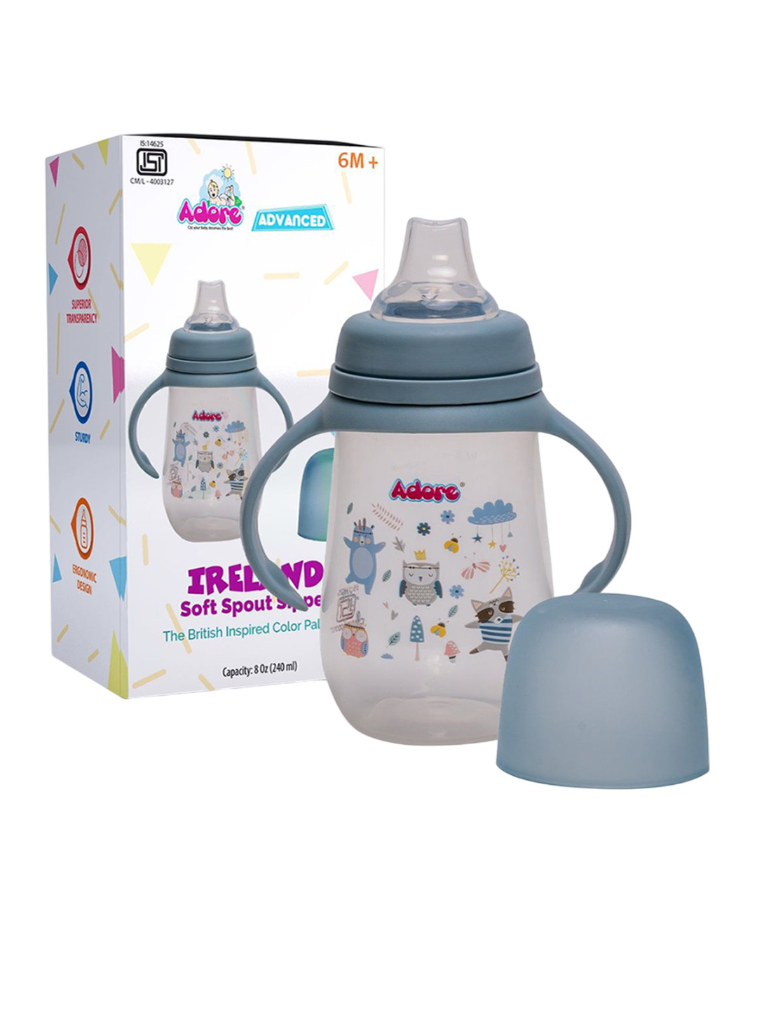 Adore Pro Ireland Palette Premium Baby Spout Sipper With Handle-240 ml