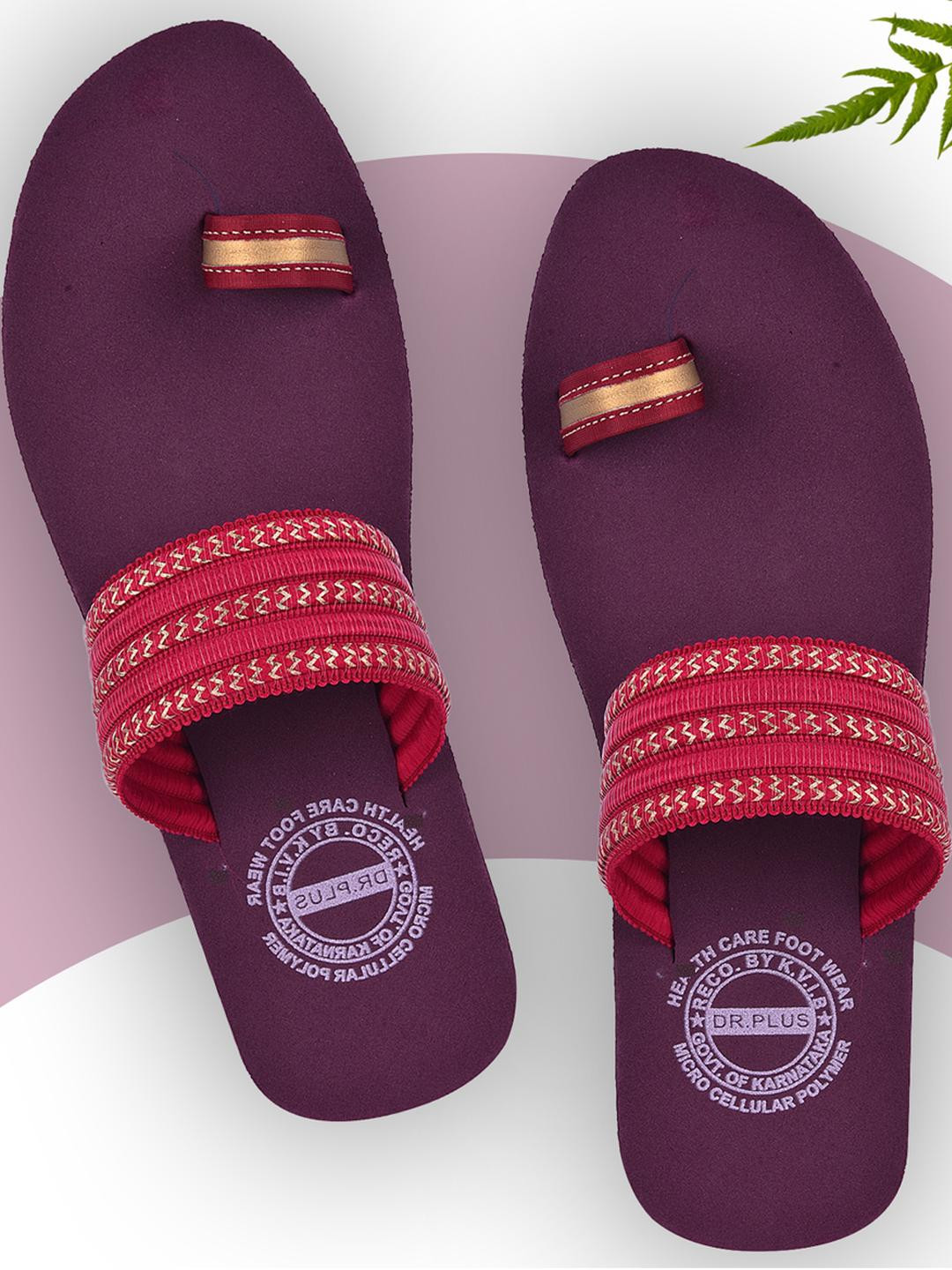 DR.PLUS Women Burgundy Synthetic Flip Flops