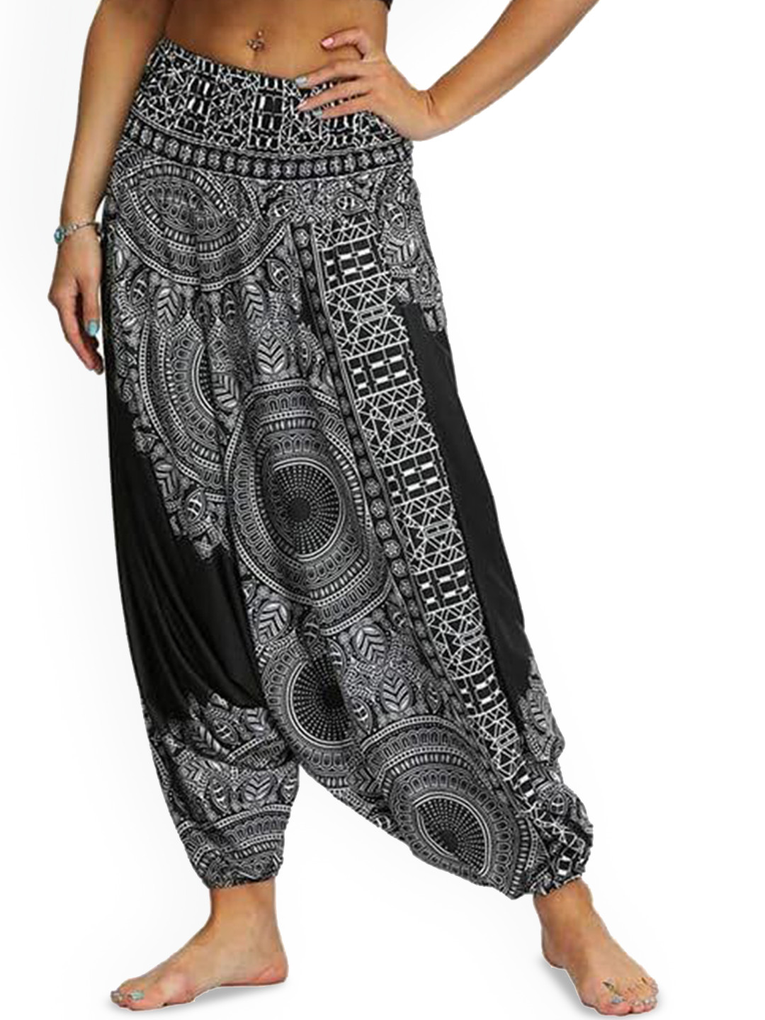 WHITEWHALE Women Loose Baggy Boho Printed Harem Pant