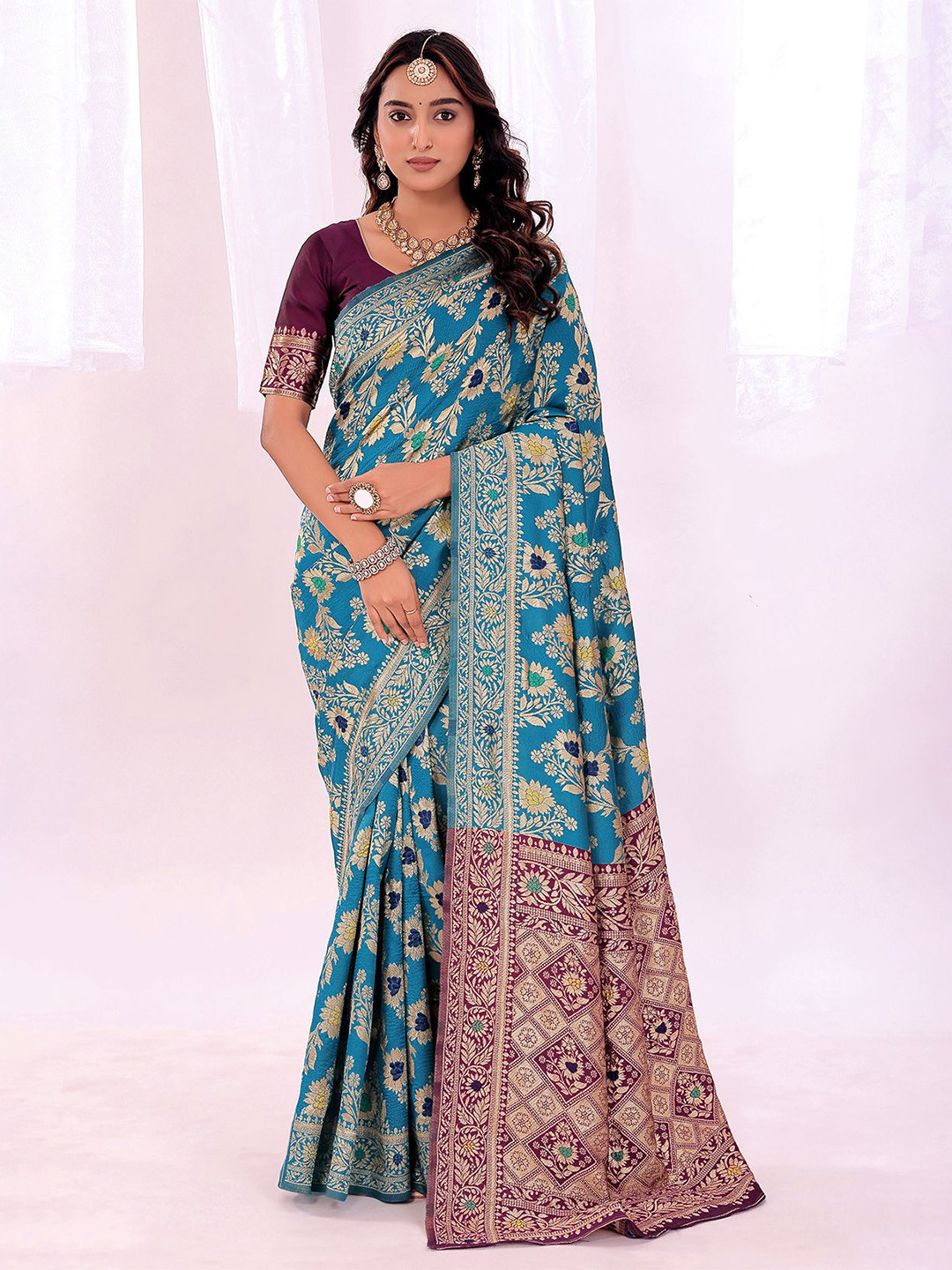 Florence Ragini Ethnic Motifs Woven Design Zari Kanjeevaram Saree
