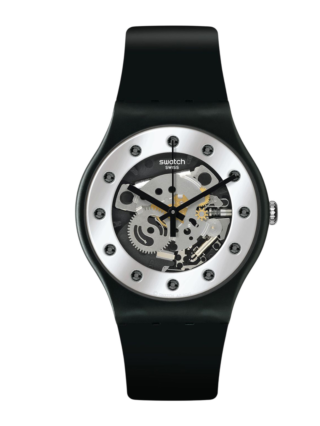 Swatch Silver Glam Unisex Dial & Ceramic Straps Analogue Watch SO29B109