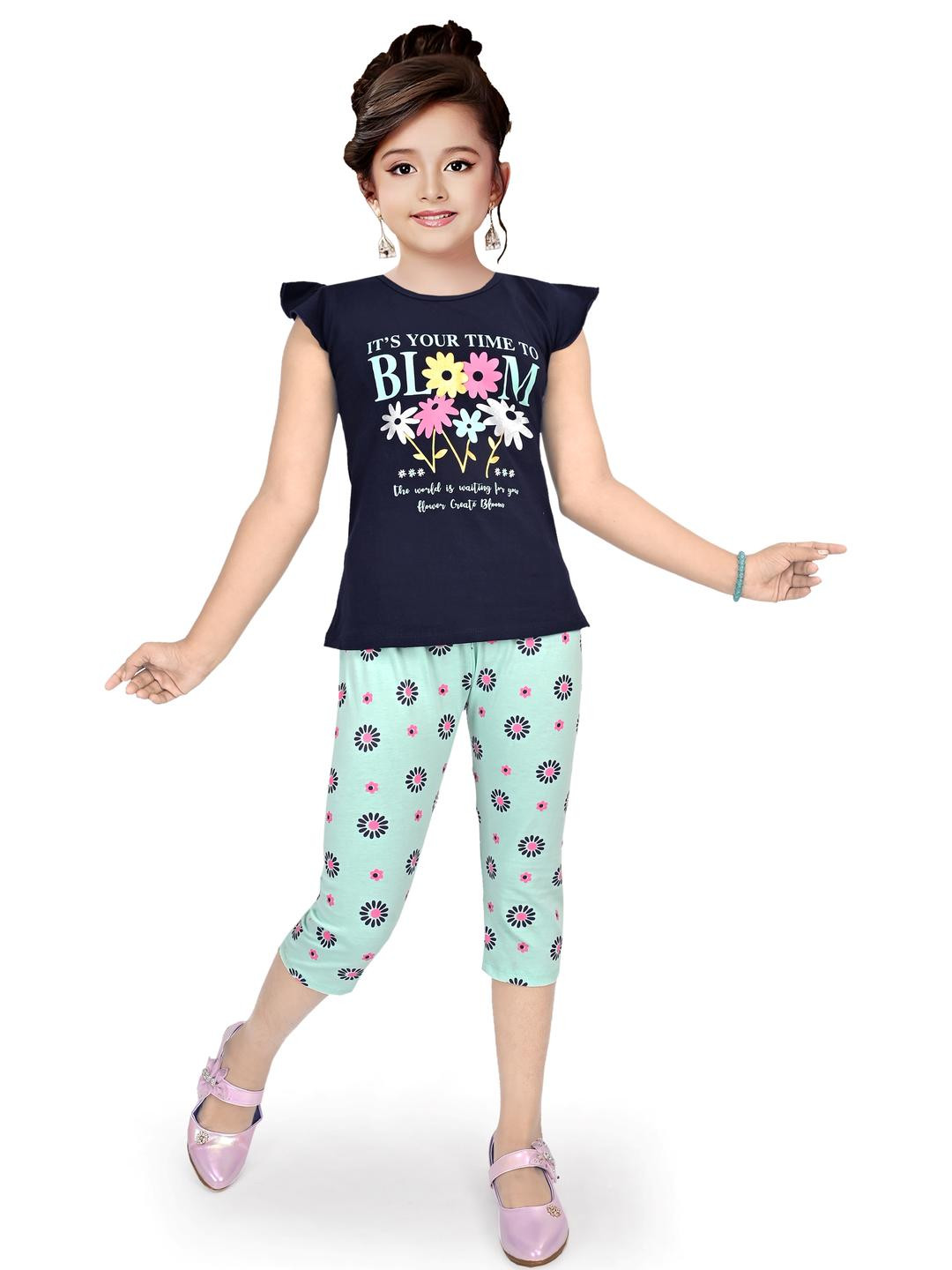 Colourspop Girls Black Pure Cotton Clothing Set