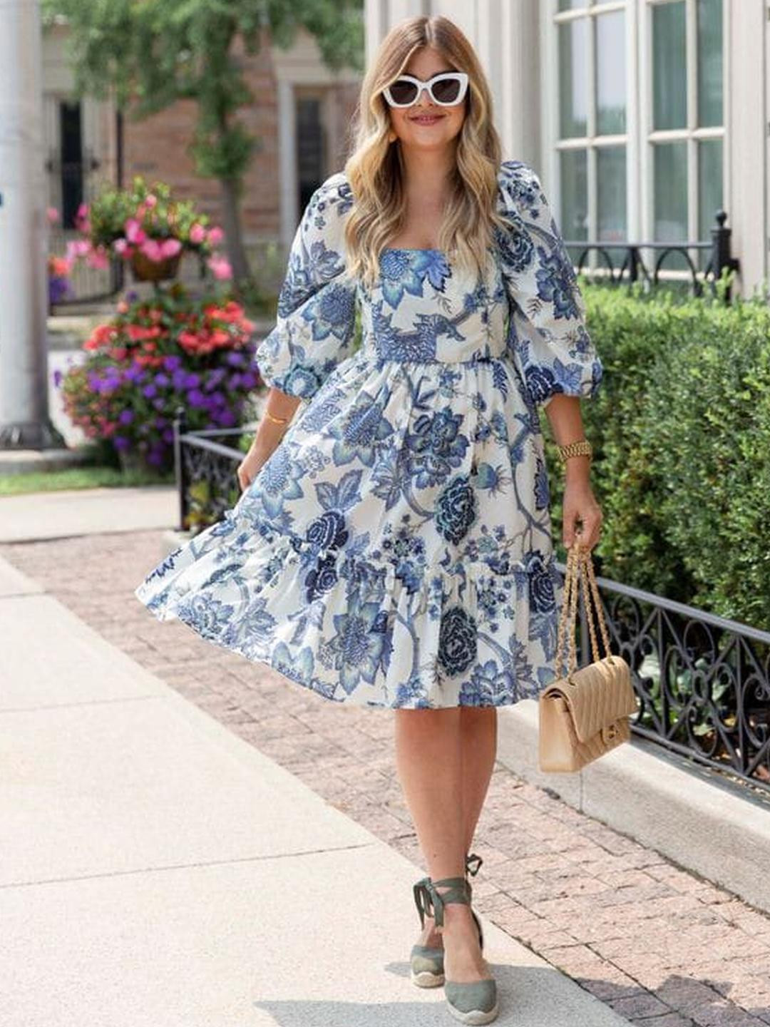 VS MALL White Other Fit and Flare Dresses