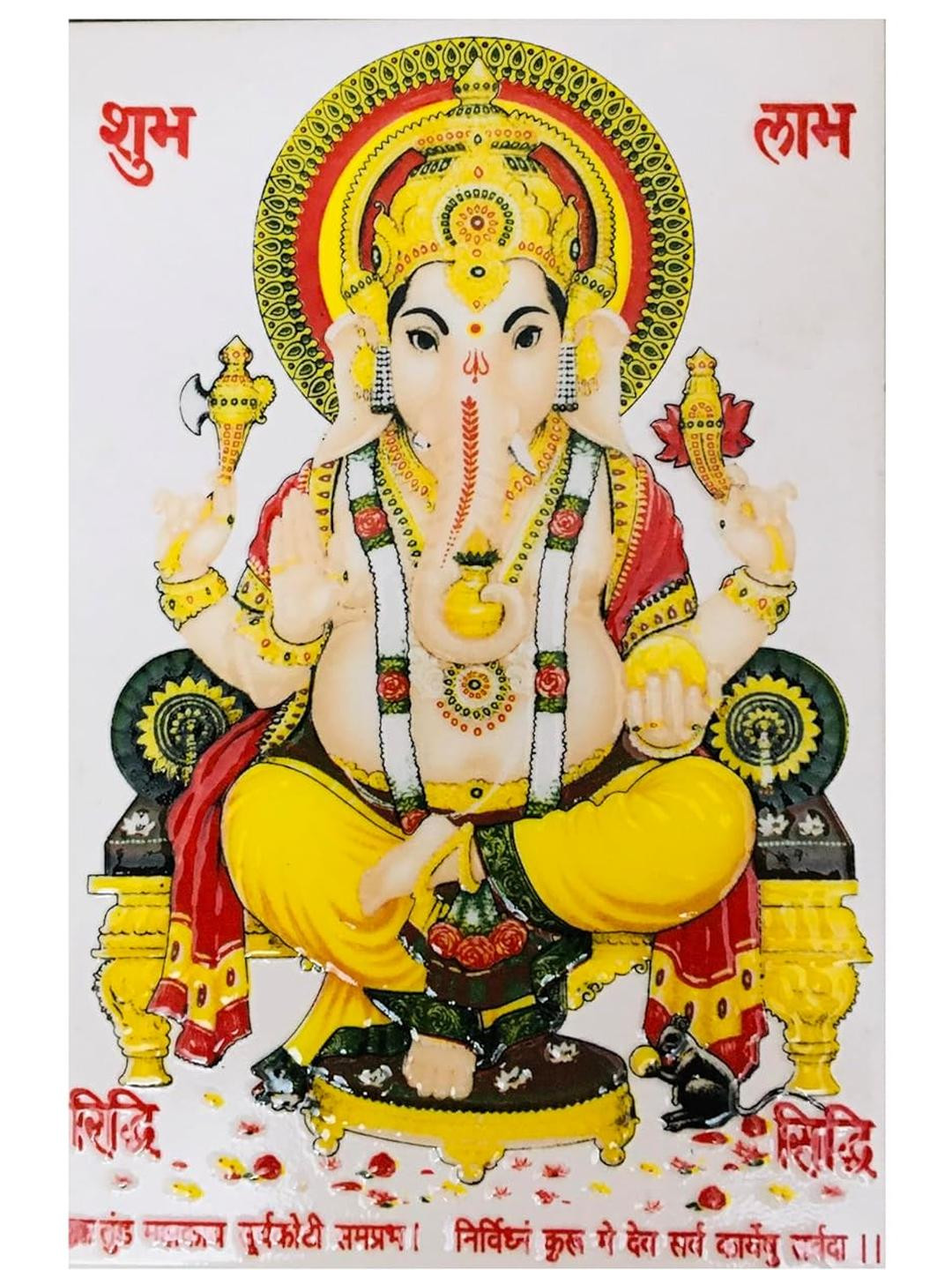 SHOP BY ROOM God Ganesh Ceramic Ethnic Motifs Matte Pooja Room Spiritual Wall Decor