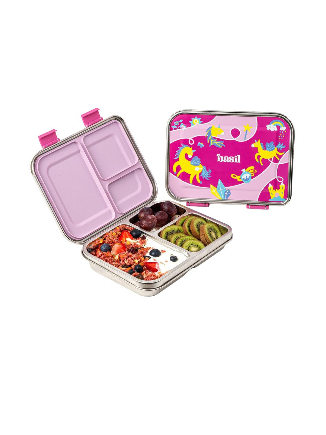BASIL Pink Stainless Steel Easy to Clean Lunch Box