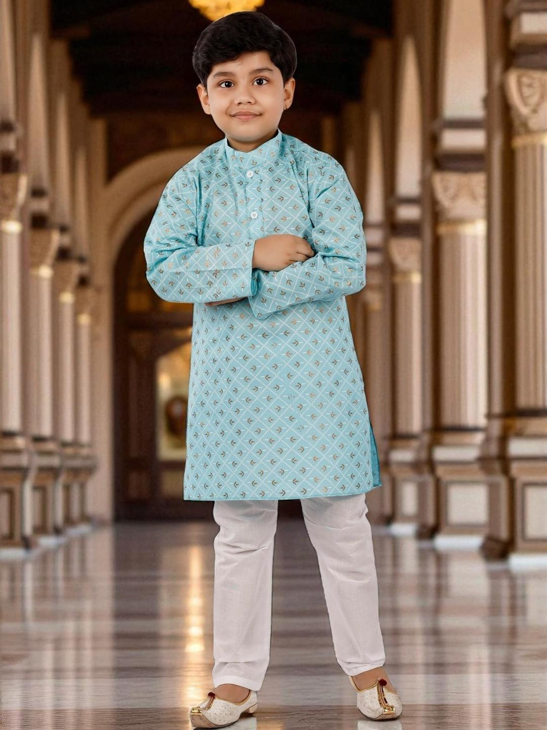 Smuktar garments Boys Printed Kurta and Pyjama Set