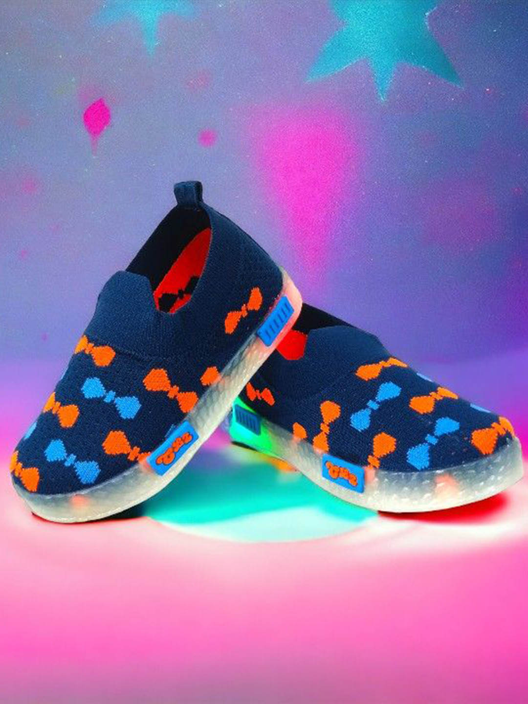 COOLZ Kids Woven Design Flymesh LED Slip-On Sneakers