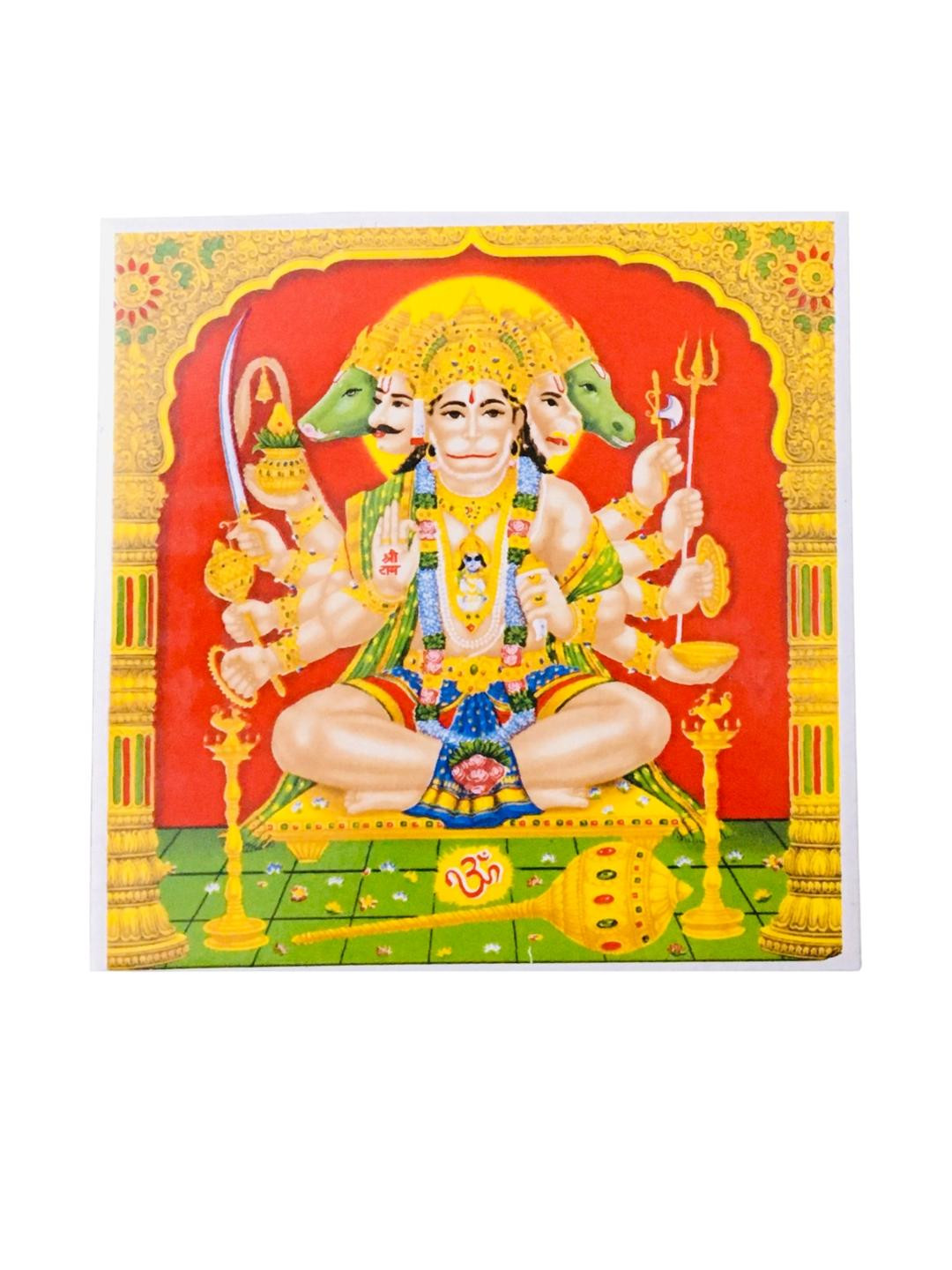 SHOP BY ROOM Panchmukhi Hanuman Ceramic Ethnic Motifs Glossy Spiritual Wall Decor-6In