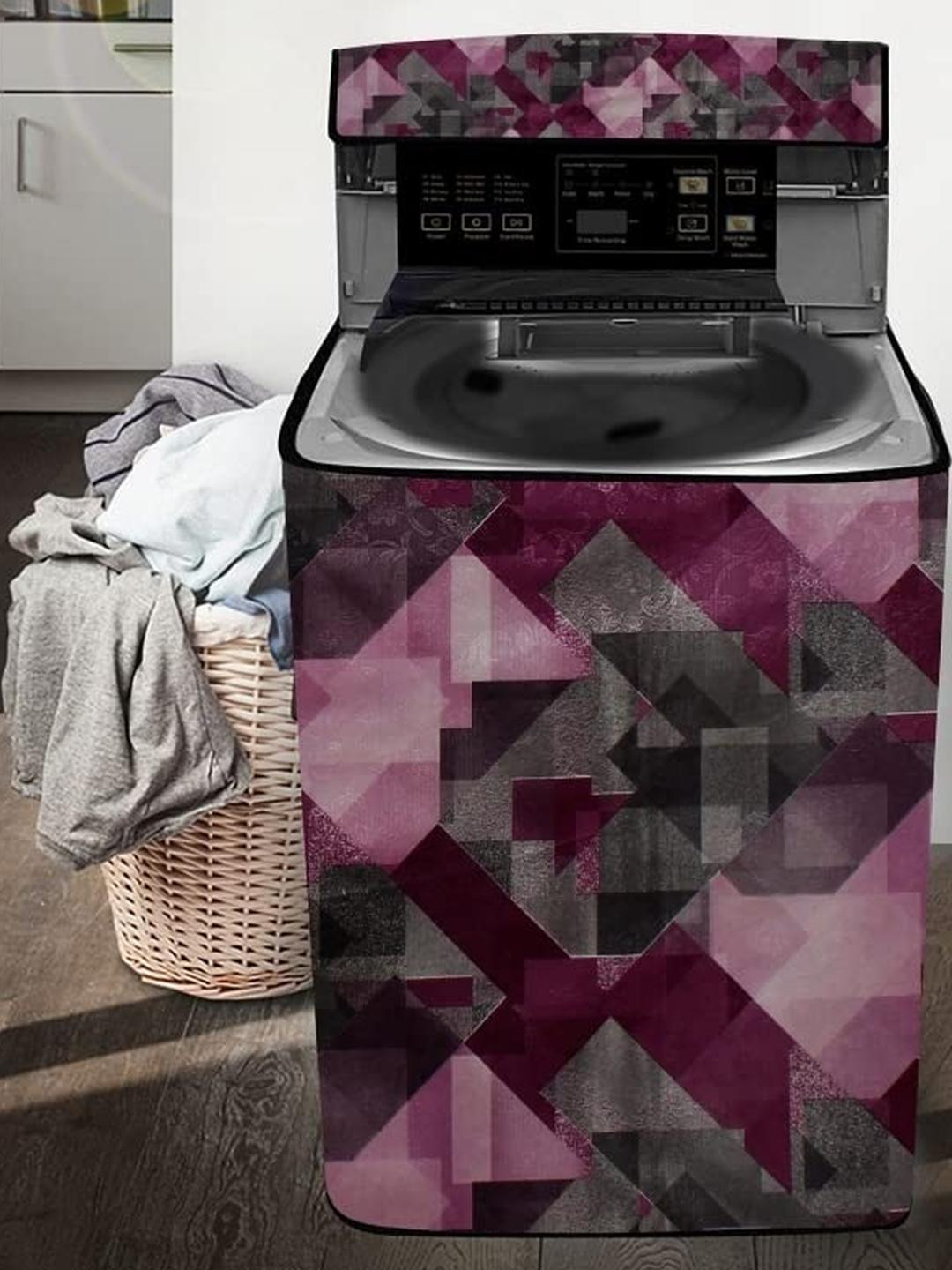 The Furnishing Tree Multi Checkered Printed Top Load Washing Machine Cover