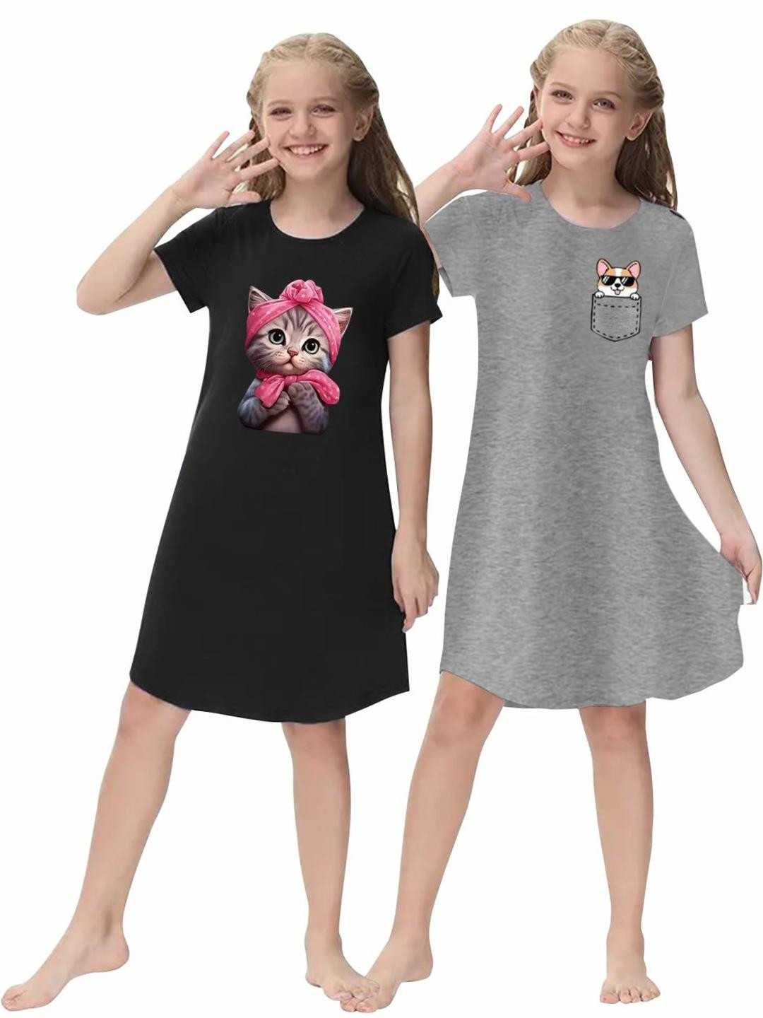 KEESOR Multi Cotton T-shirt Dresses