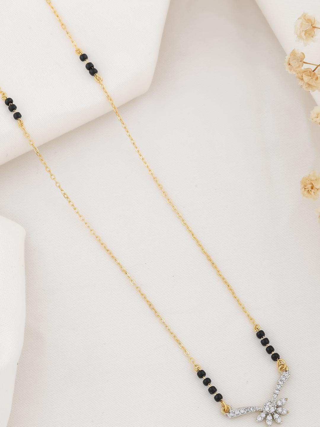 Felicia Women Silver-Plated Artificial Stones Mangalsutra