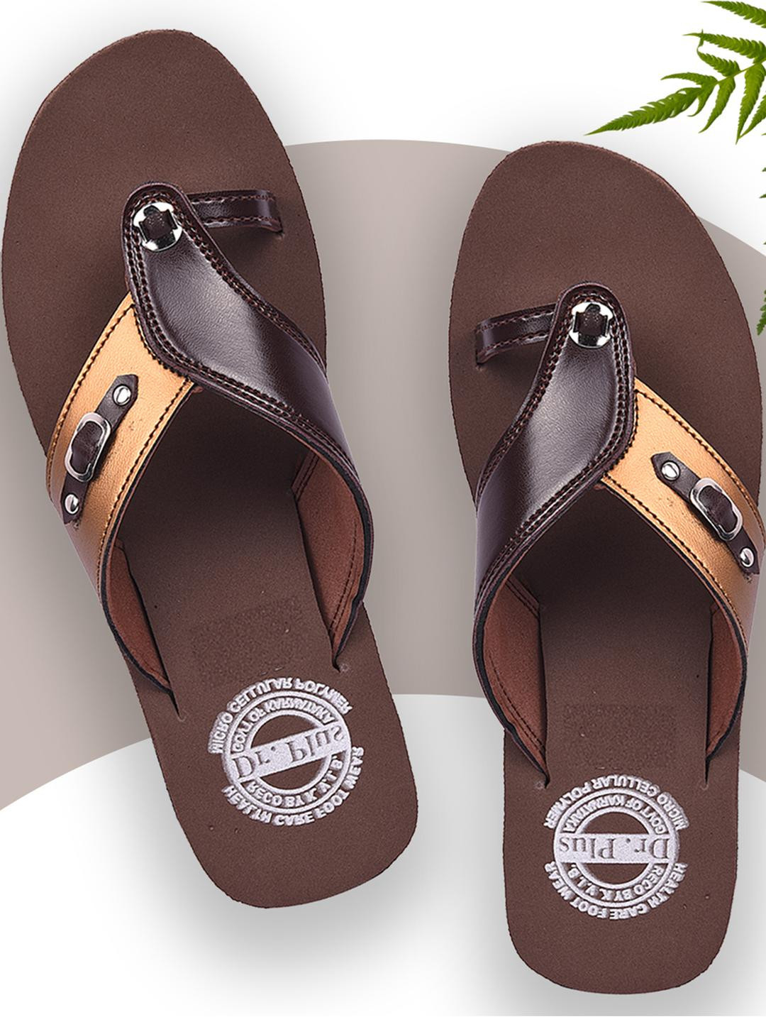 DR.PLUS Women Gold Synthetic Flip Flops